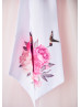Printed Satin Pink Tulle V Back Ankle Length Flower Girl Dress